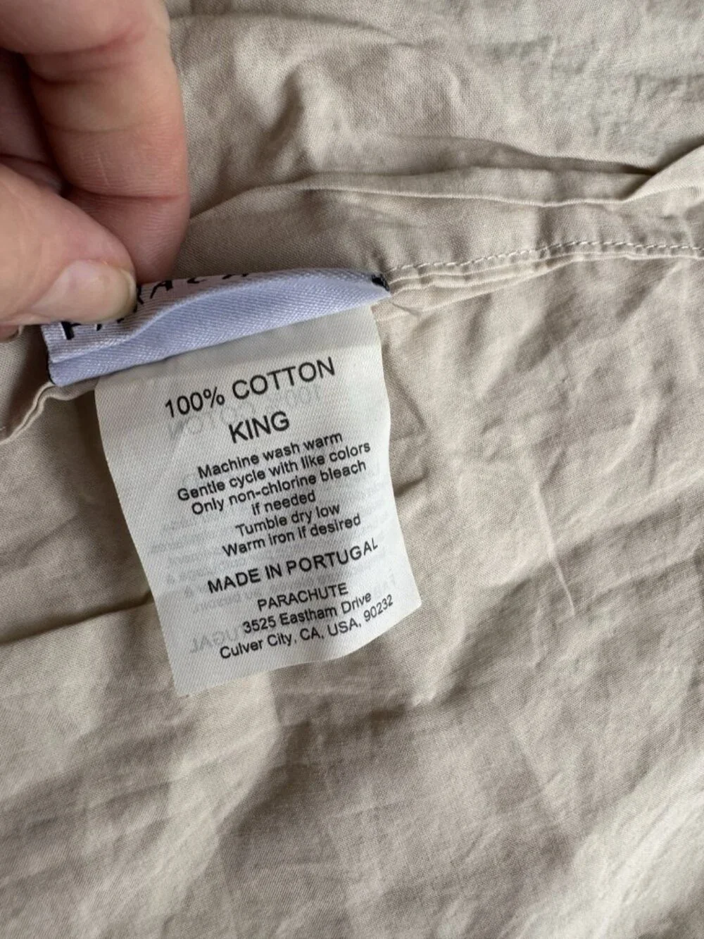 Parachute Single Pillowcase King Percale Cotton Side Envelope Light Khaki Tan